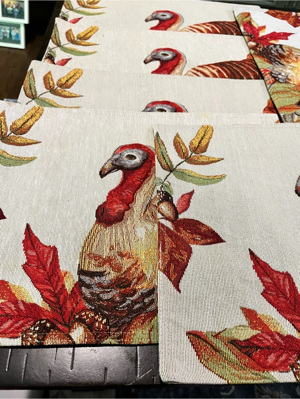 Croft & barrow Thanksgiving Turkey Placemats - Red, Brown & Cream set of 6